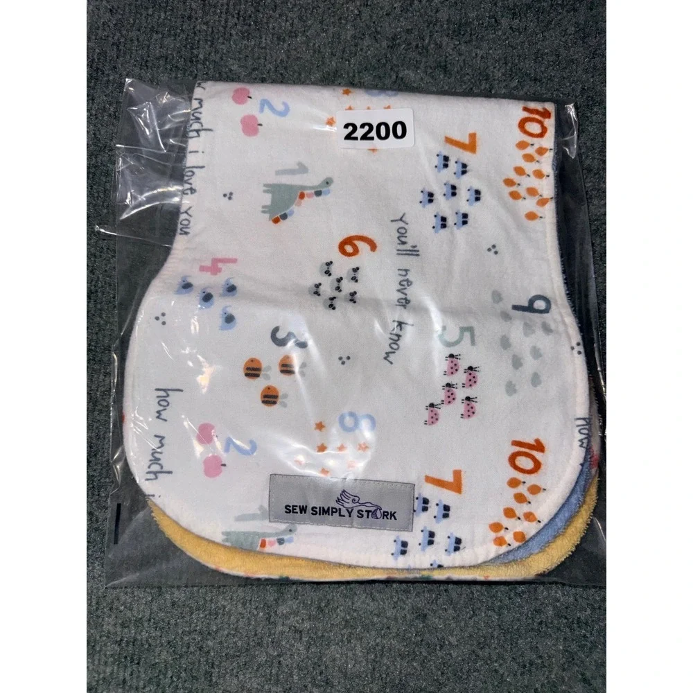 Sew Simply Stork Burp Cloths Baby  Multicolor  Heart & Animal 2 Pack